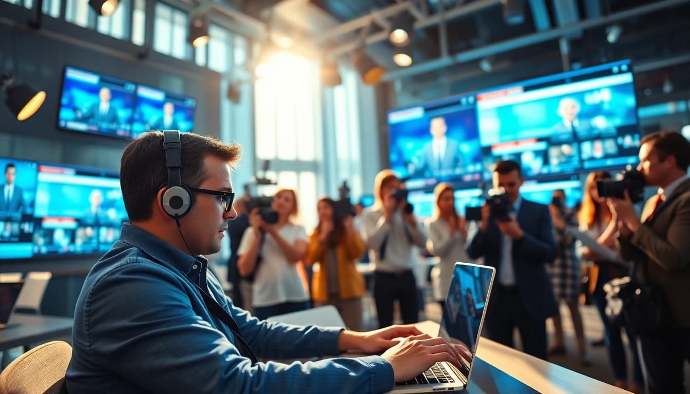Journalists covering Usa Today news in a dynamic newsroom environment.