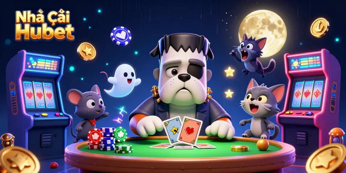 Engage with Nhà cái Hubet's thrilling world of online slots, featuring an unforgettable casino scene.