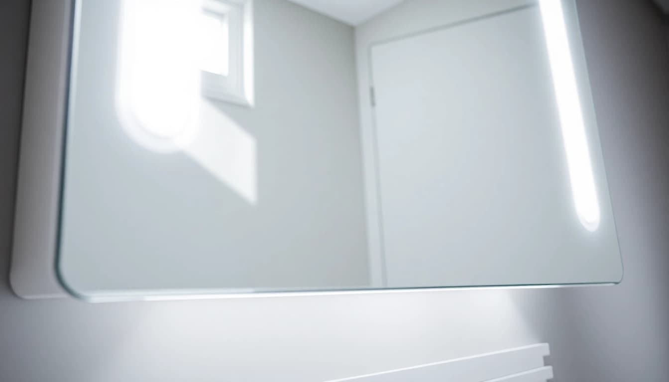 Spiegelschrank mit LED Beleuchtung in modernem Badezimmer-Design