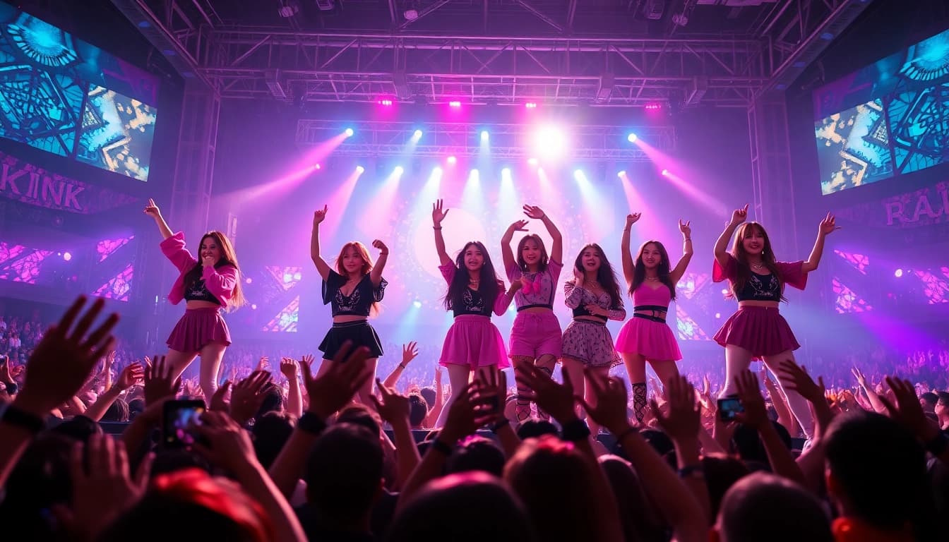 Catch the latest Blackpink news featuring the group performing live on stage for their fans.