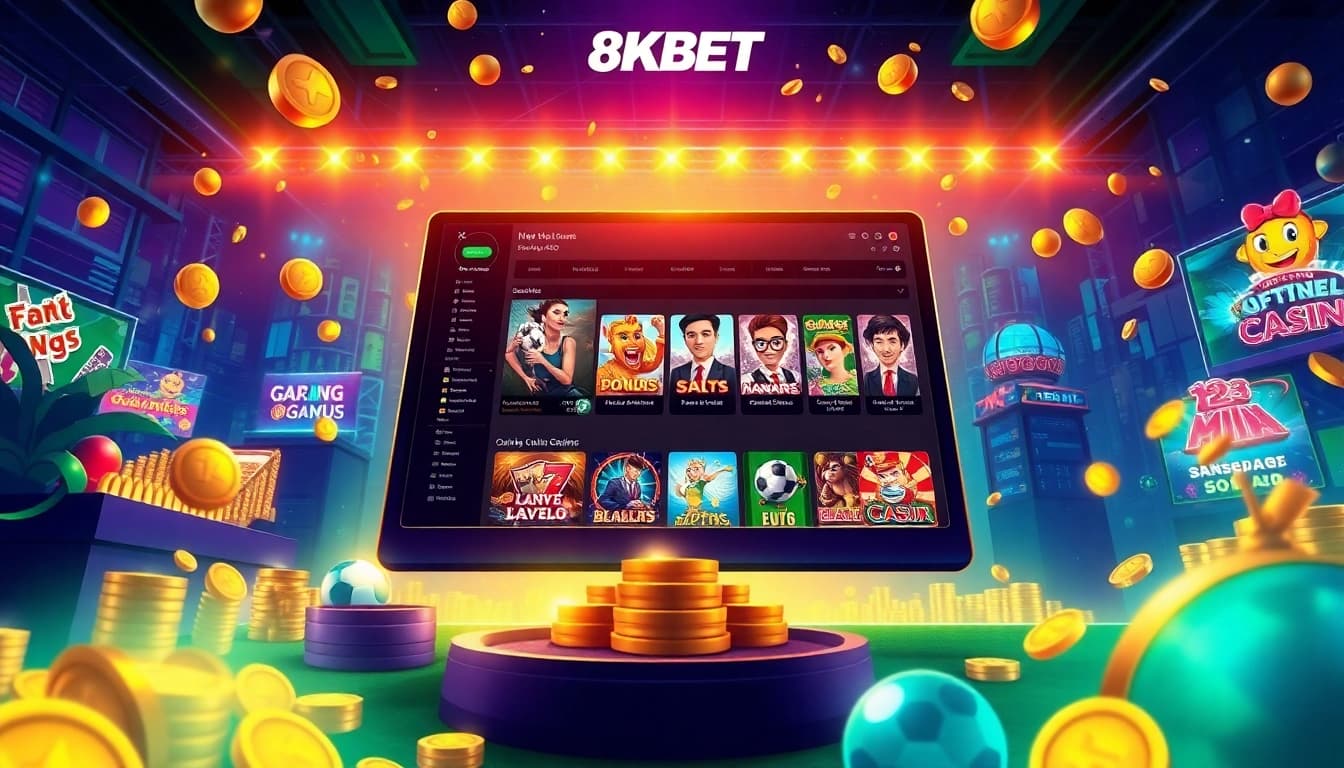 8kbet trang chủ: Engaging online betting interface with dynamic games and vibrant colors.