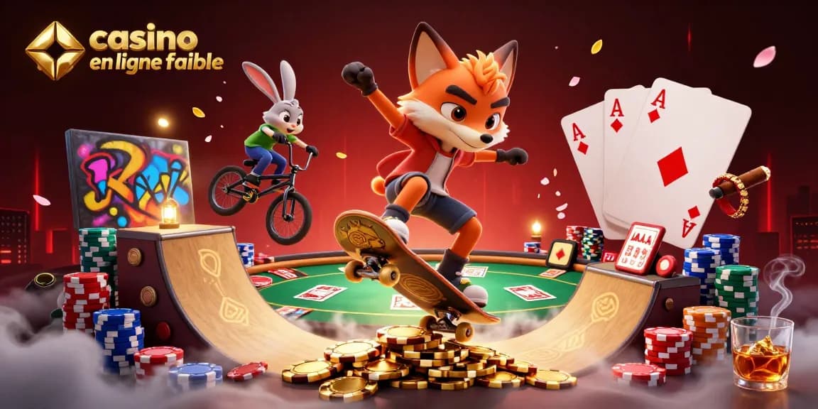 Jouer au casino en ligne fiable avec des personnages animés dans une scène dynamique remplie d'éléments de jeu.