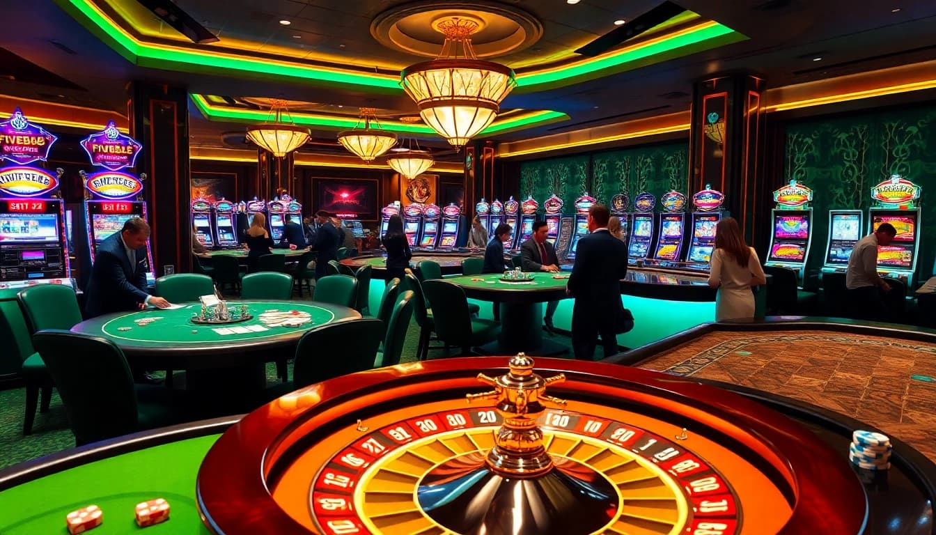 Experience excitement at FIVE88 with vibrant casino tables and engaging gameplay.
