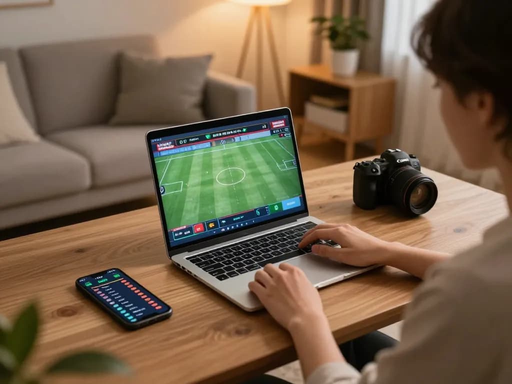 Engaging in sports betting on g28 platform from a cozy home setup, highlighting modern gaming experience