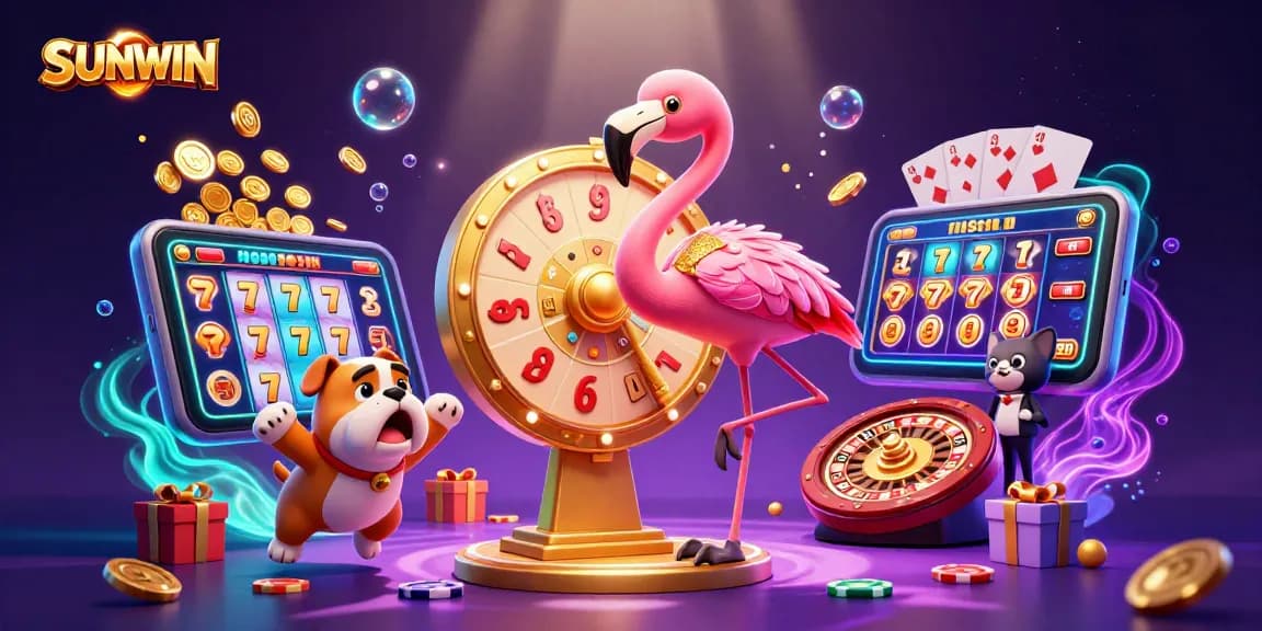 SUNWIN engages players with thrilling 3D casino games showcasing a colorful slot scene.