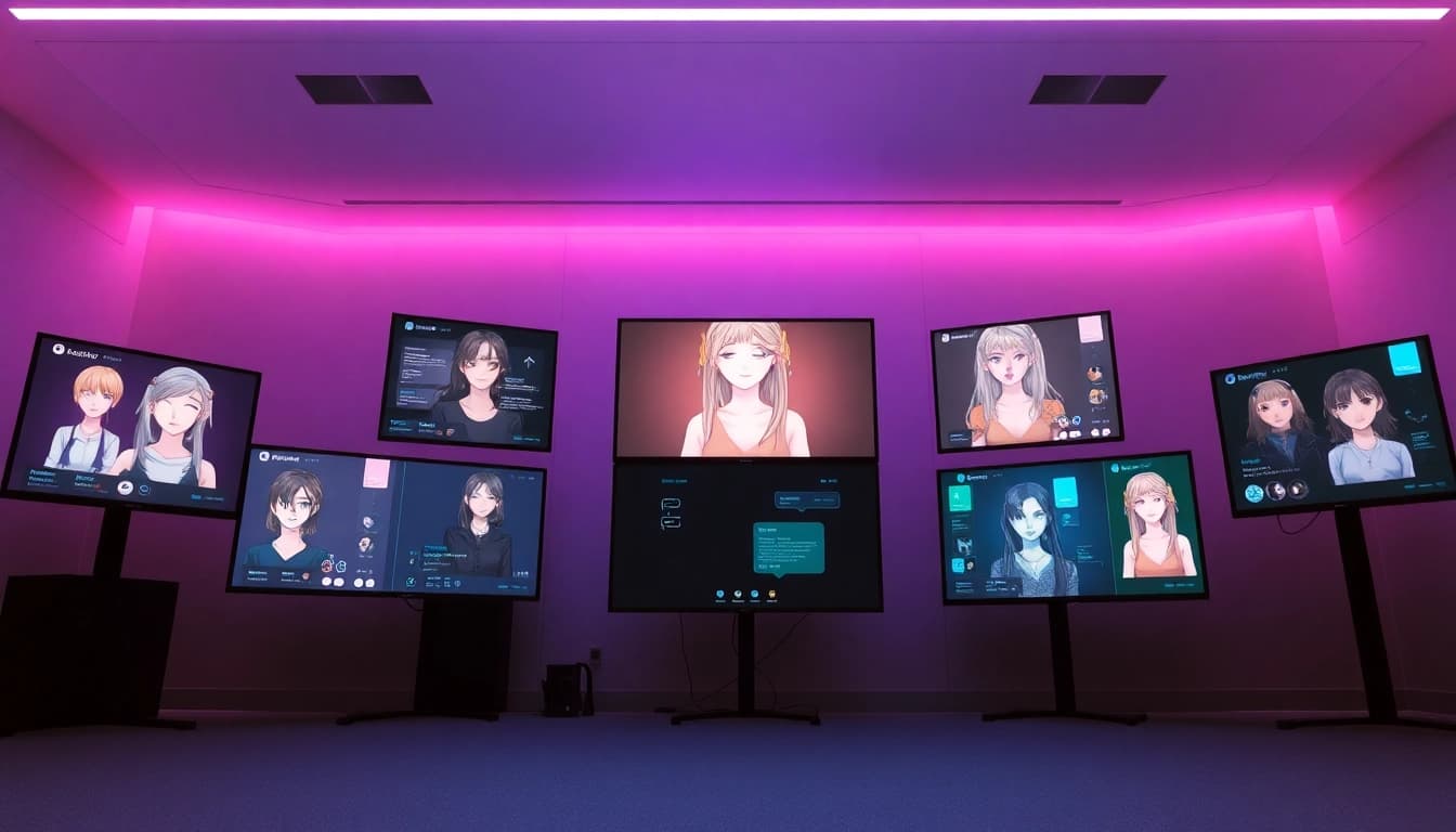 Engaging NSFW AI chat interfaces showcasing digital companionship in an inviting, high-tech environment.