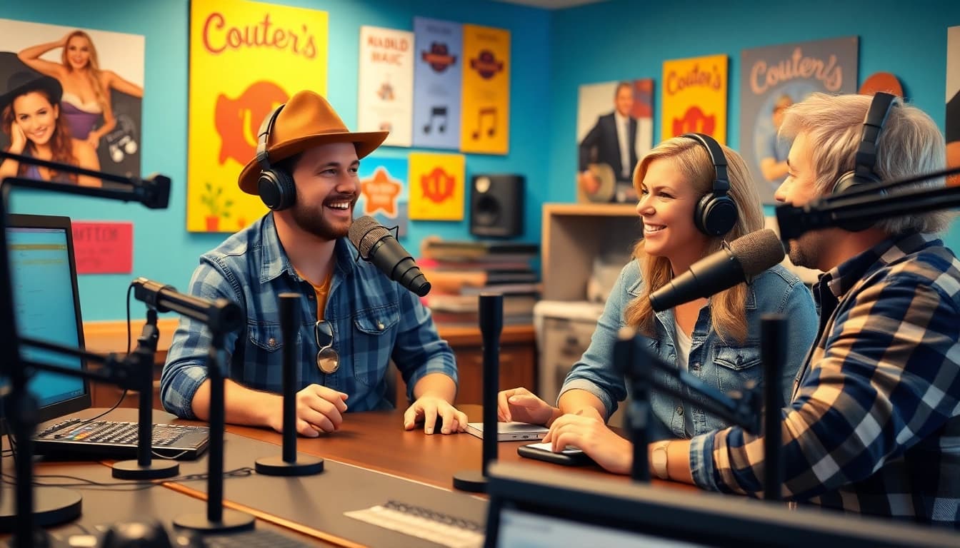 Experience the vibrant atmosphere of My Country 95.5 radio station, where DJs connect with fans.