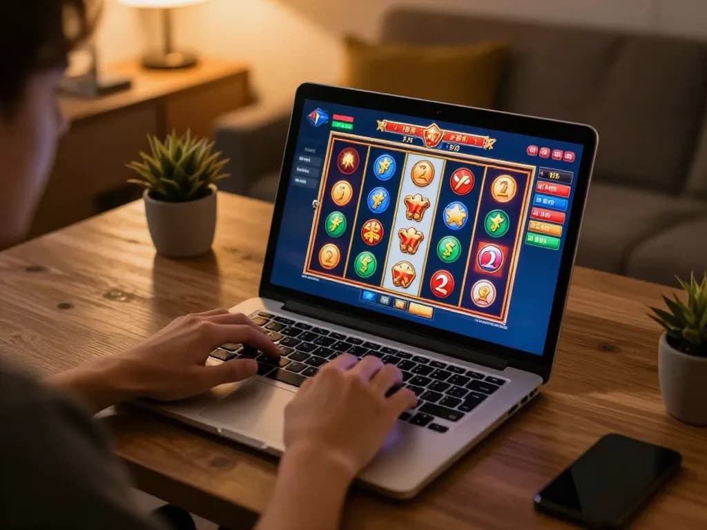 Login to 789win on an engaging online gaming setup showcasing vibrant slot gameplay.