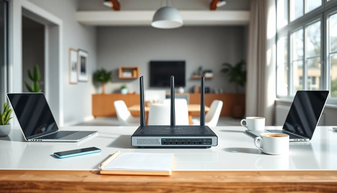 Optimize your network with a high-performance vpn router in a modern office setting.