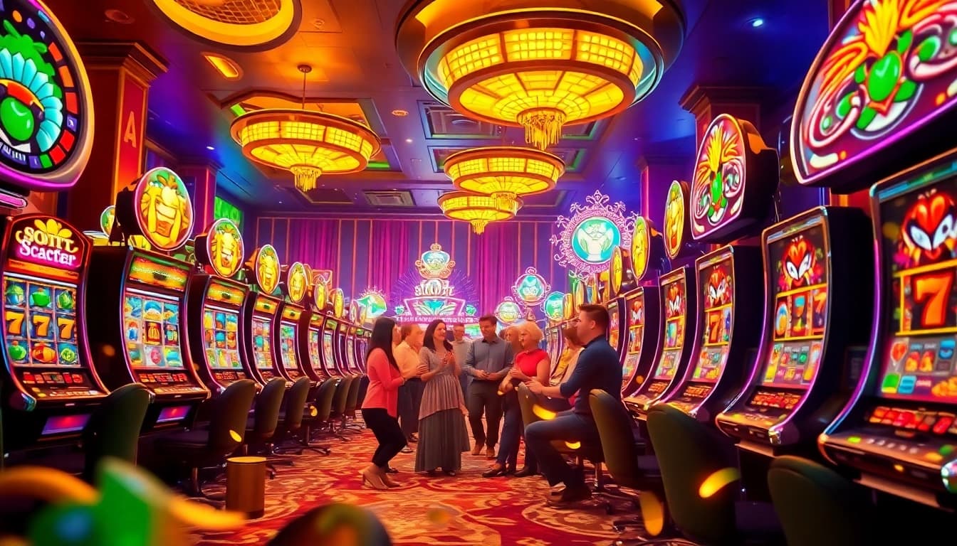 Players winning on the slot scatter hitam machine in a luxurious casino setting.
