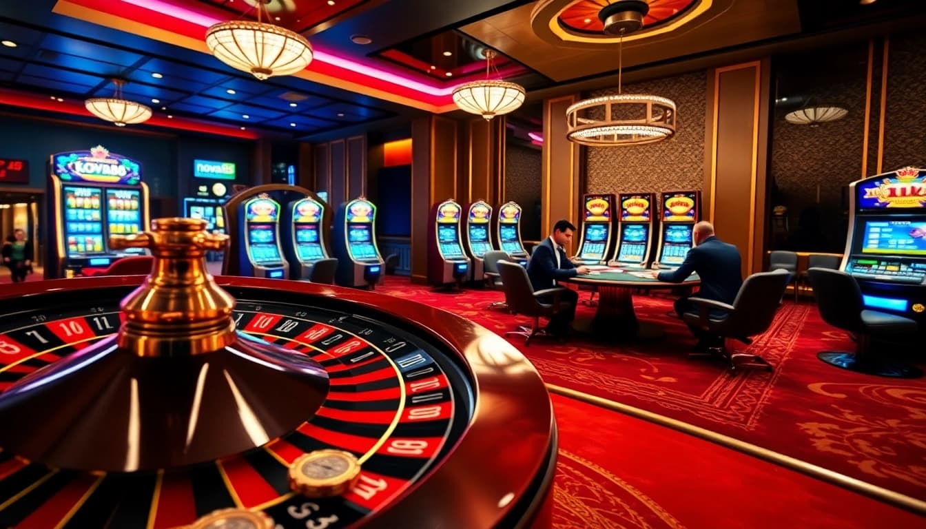 Players engaged in thrilling casino games at nova88, showcasing excitement and high-stakes betting.