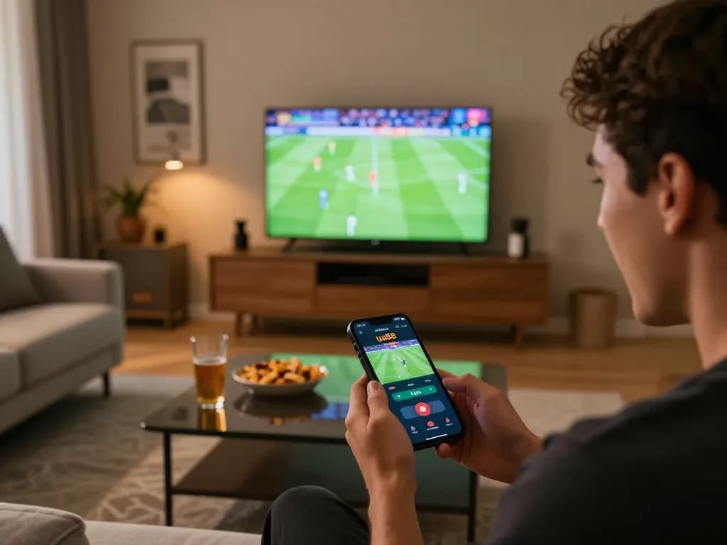 Engaging in sports betting with the uu88 love app in a modern living room