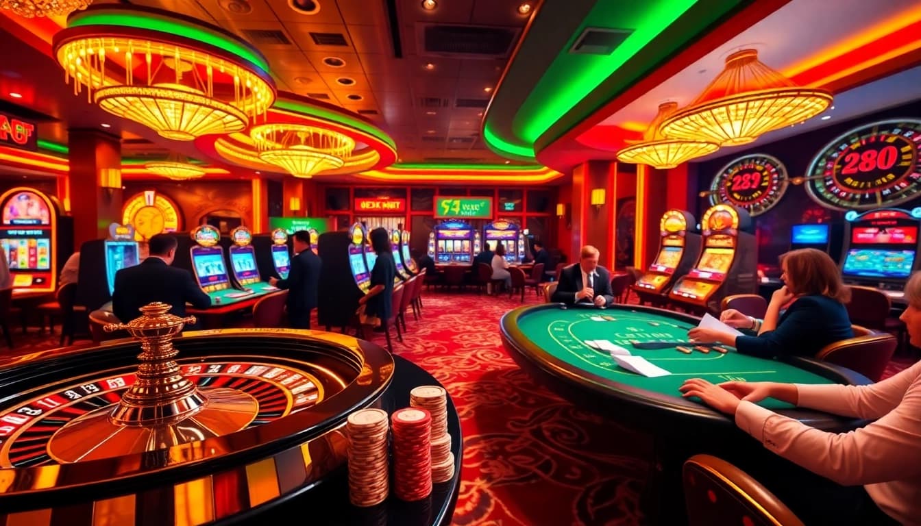 Experience the thrill of xx88 com with vibrant casino gameplay featuring poker tables and roulette wheels.