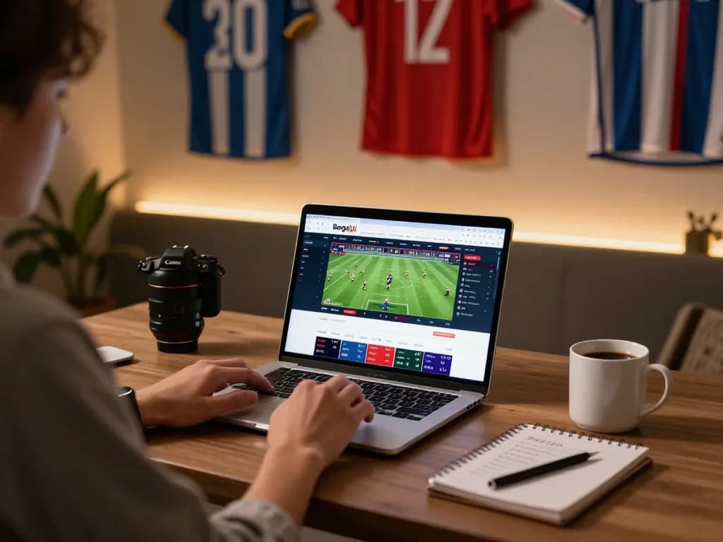 A person placing bets using the Bongdalu website for sports scores and odds, showcasing a personalized sports betting setup.