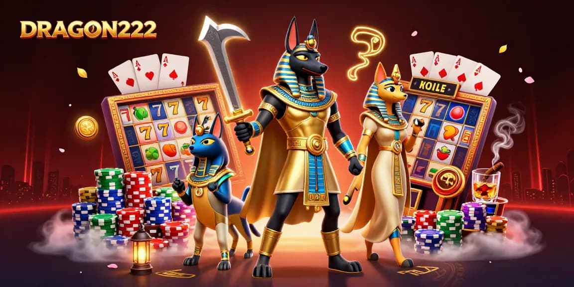 Engage in thrilling gameplay at DRAGON222 with vibrant slot reels and dynamic characters.
