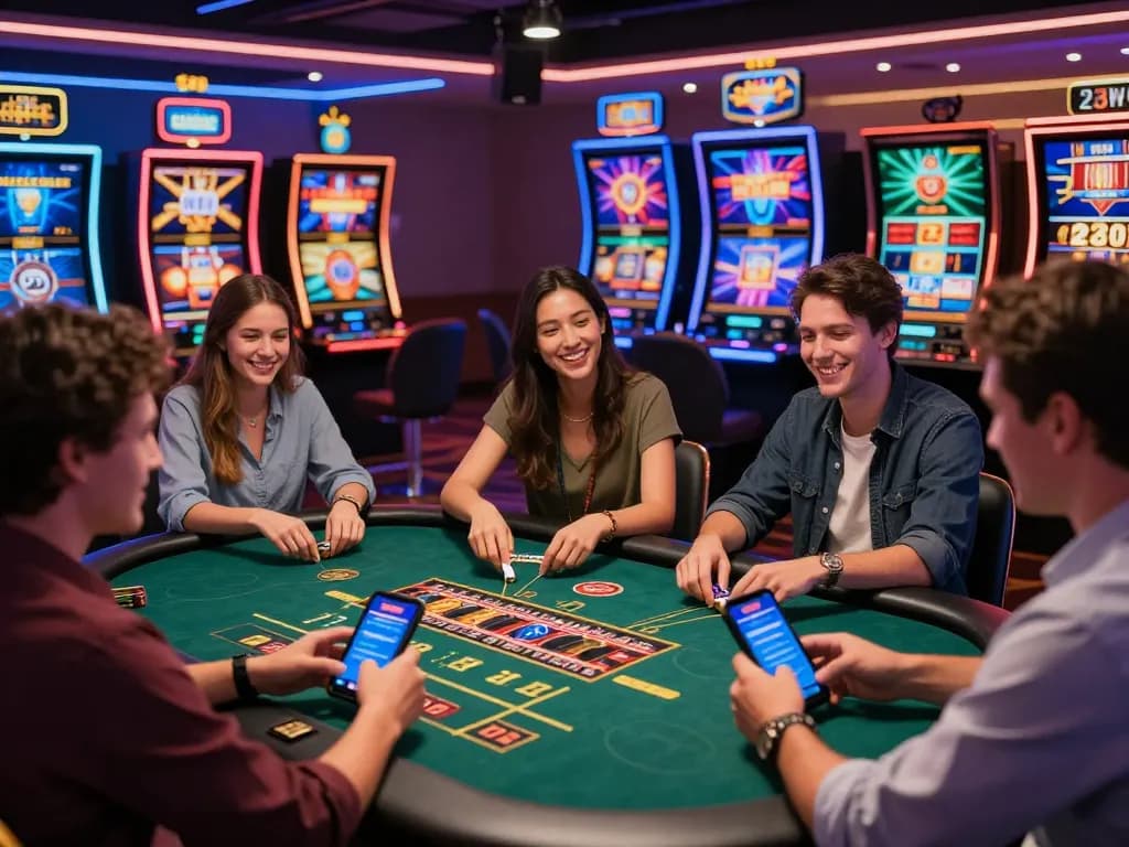 Exciting gaming atmosphere at 23win online casino with players engaging in vibrant games.