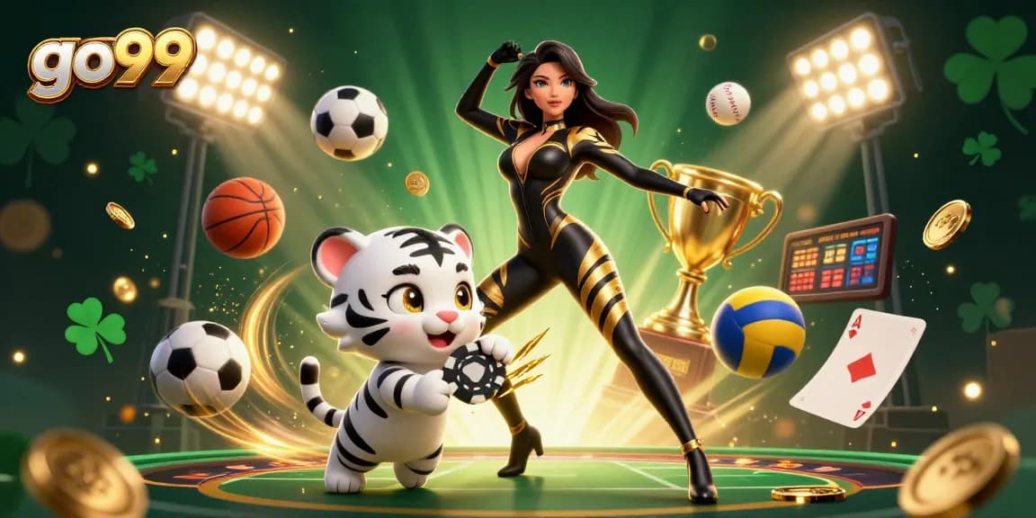 Experience the thrill of go99 with this vibrant casino-themed digital illustration displaying excitement and winning chances.
