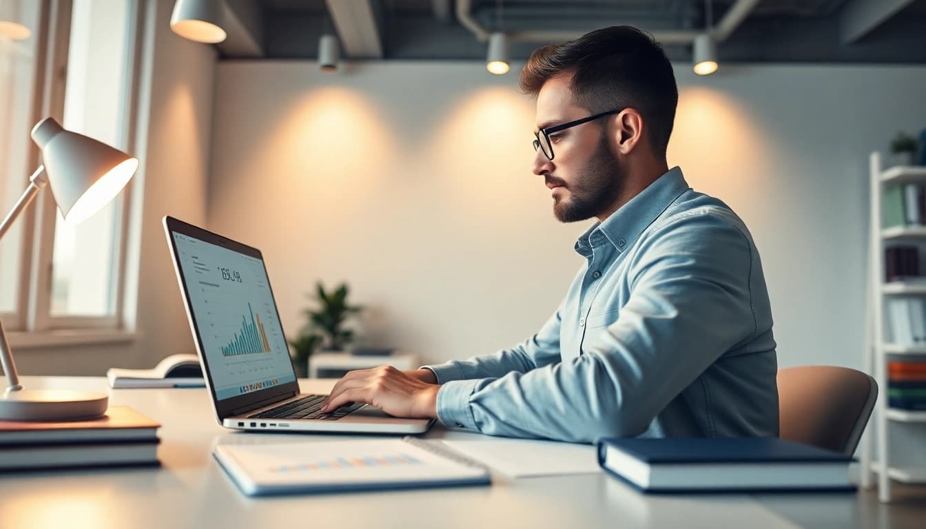 FBA seller utilizing the best Amazon repricer in a professional workspace