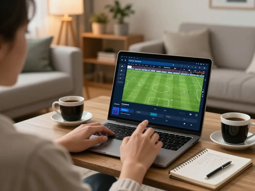 Placing bets on sports with MB66 app in cozy home setting, showcasing strategic engagement.