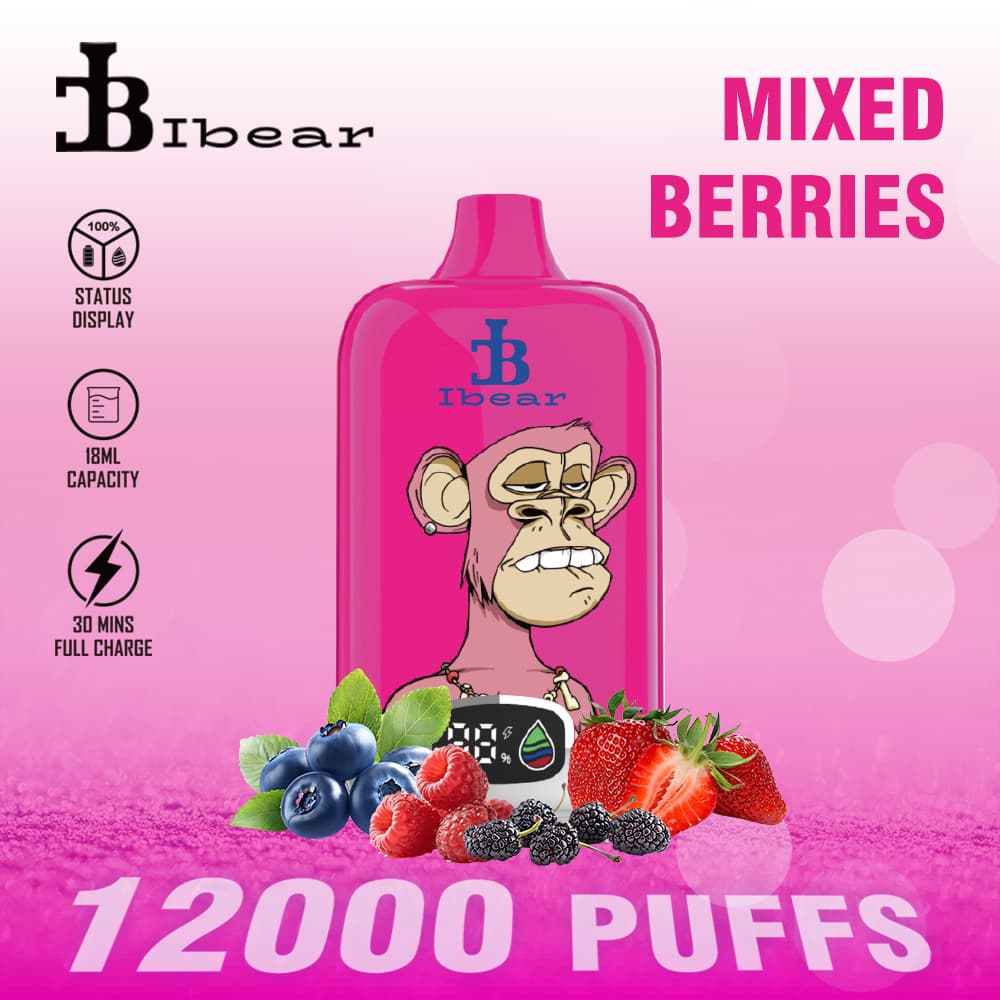 Ibear Shop: Einweg E Zigarette kaufen leicht gemacht – Digital Box 12000, Blue Razz Ice & Mango Ice
