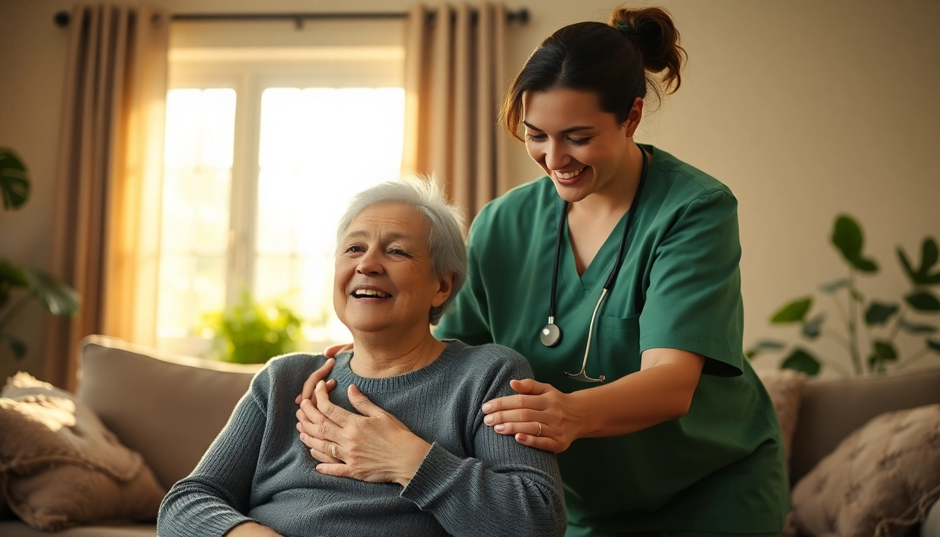 Caregiver providing senior home care austin in a warm living room, highlighting compassion and support.