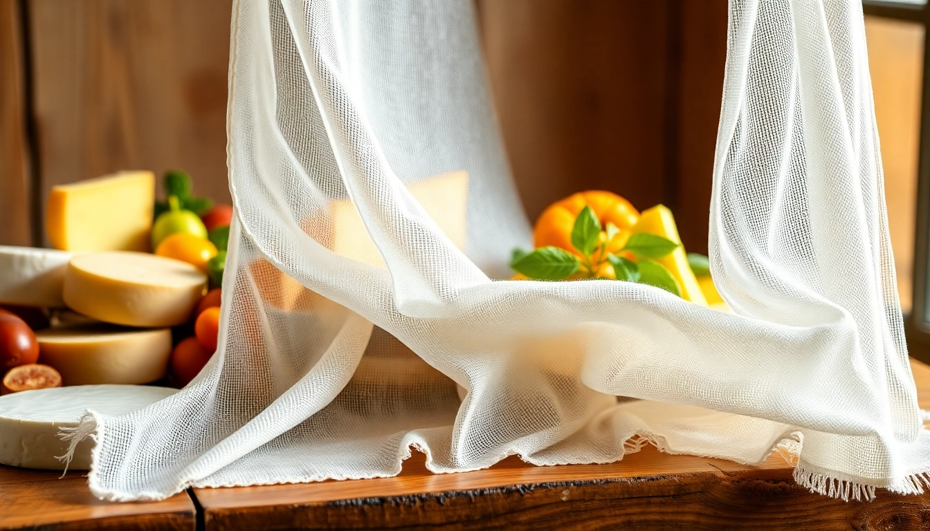 Kaasdoek bedekt een houten tafel met artisanal kazen en fruit.