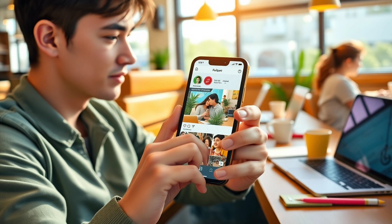 インスタ フォロワー 買うためにスマホを使う若者の魅力的なシーン
