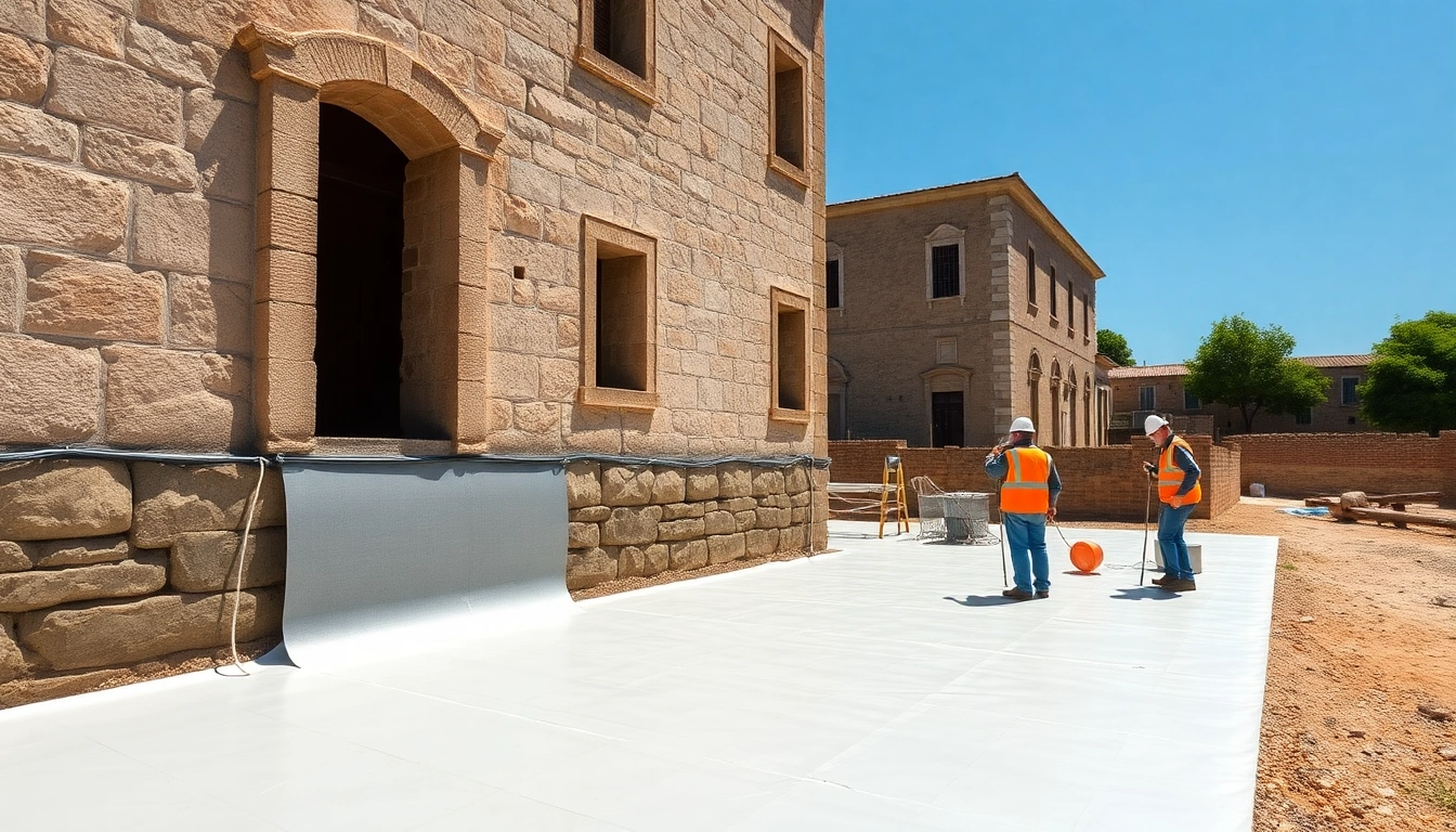 Showcase of Heritage preservation and heavy-duty waterproofing on a historic building's foundation.