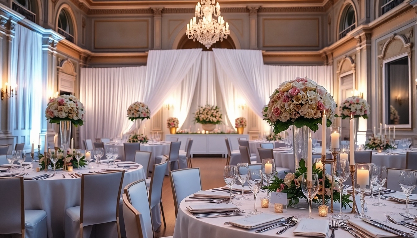 Stunning Jacksonville Wedding Venue decorated for a romantic celebration with floral arrangements and elegant lighting.