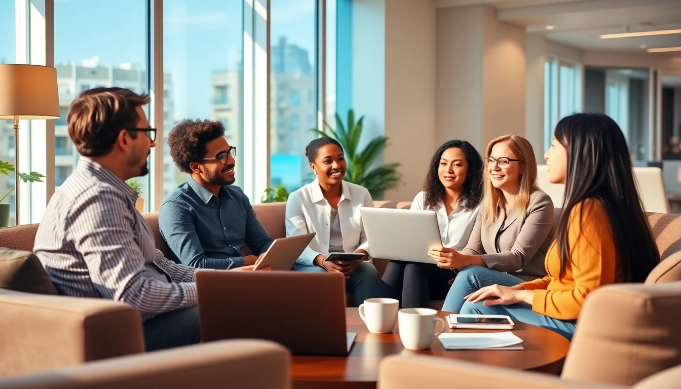 Engaging career coaching session fostering dialogue among diverse professionals.