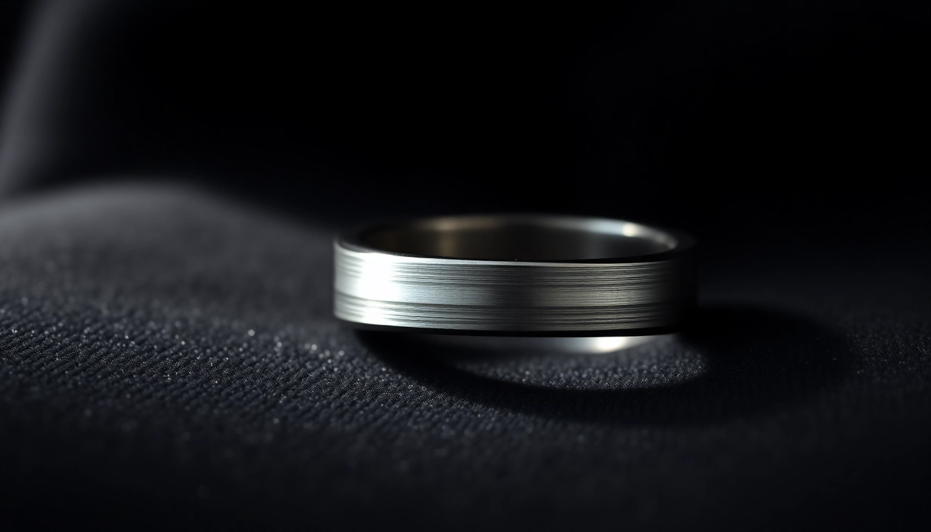 Showcasing Gunmetal Wedding Bands for Men with sleek designs and brushed textures.