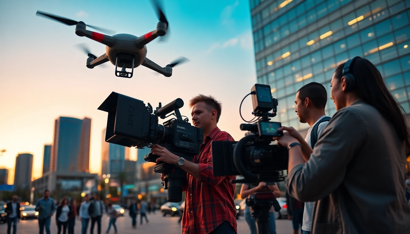 Capture from a Video Production Company Phoenix showcasing professionals in action with a vibrant backdrop.