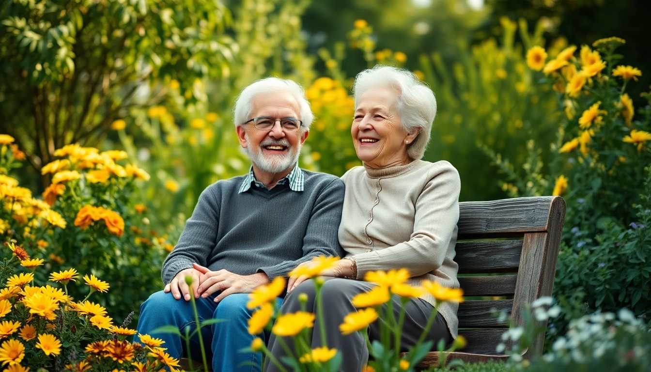 Engaging elderly couple enjoying serene retirement moments at https://frontidas.com garden setting.