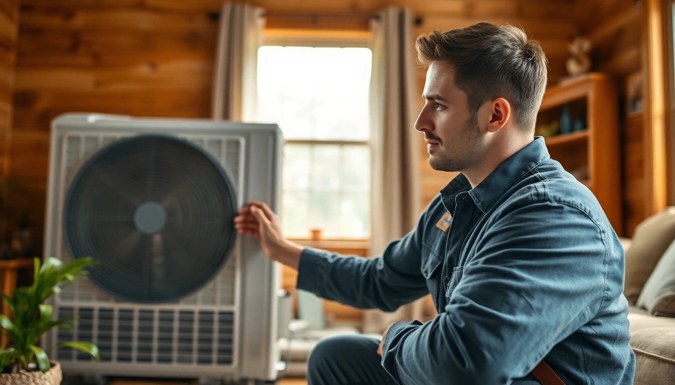 Expert conducting heat pump maintenance minnesota in cozy home environment.
