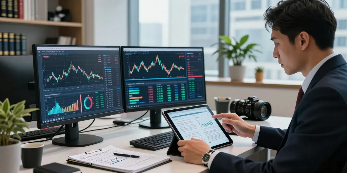 Financial crime intelligence analysis in a modern office with data visualizations and reports.