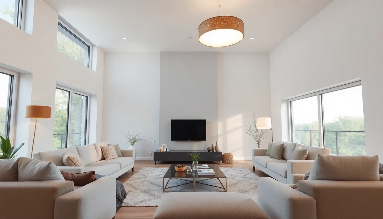 Led verlichting in een moderne woonkamer met stijlvolle meubels en natuurlijke verlichting.