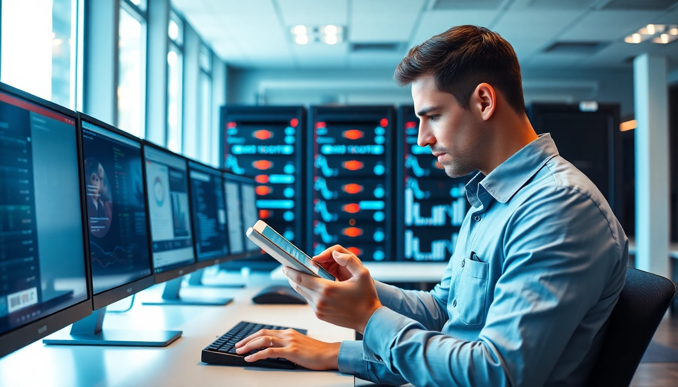Explore managed it services near me by a technician in a modern office.