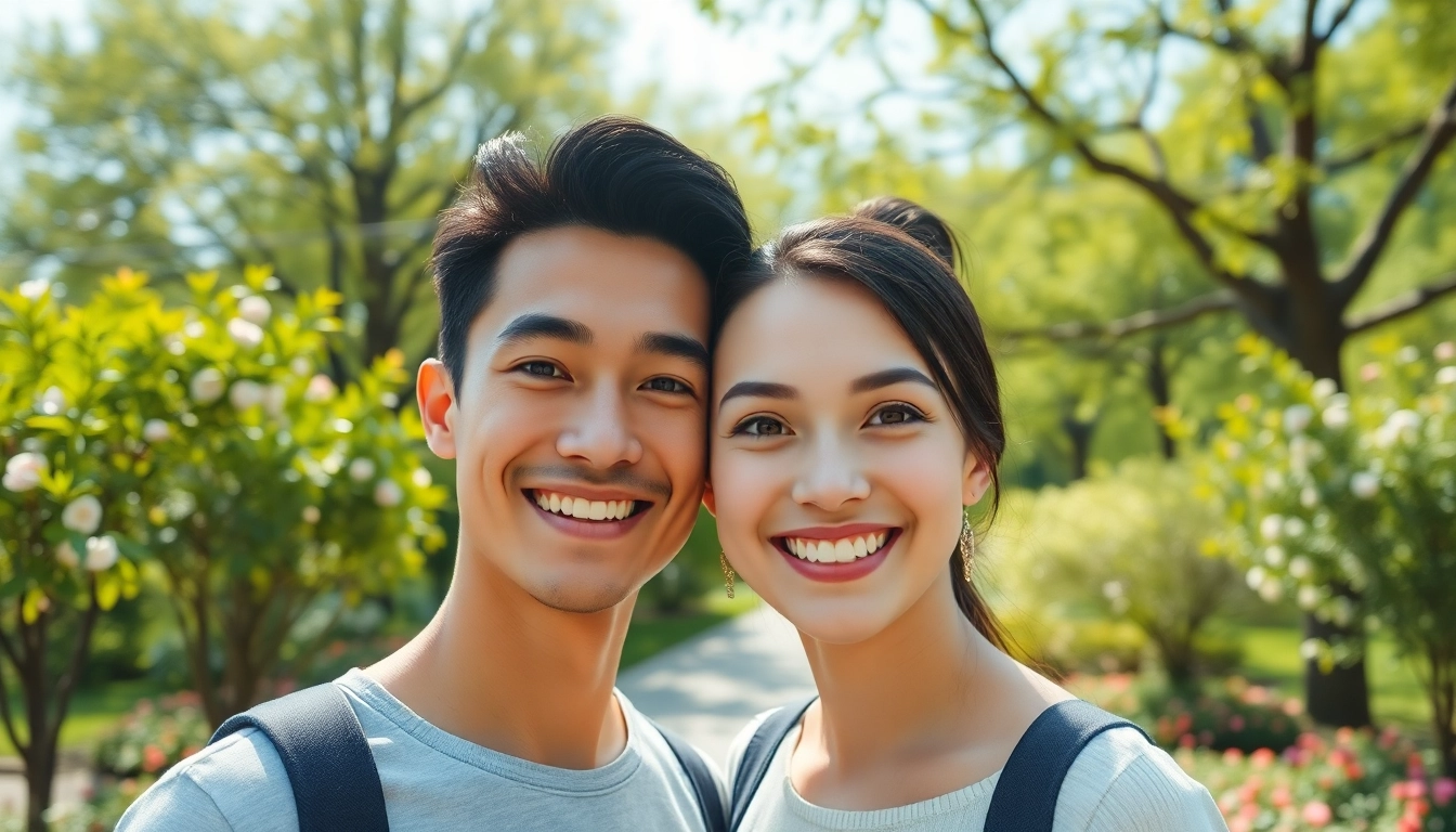 Face swap showcasing two individuals' expressions, blending joy and creativity in a park.