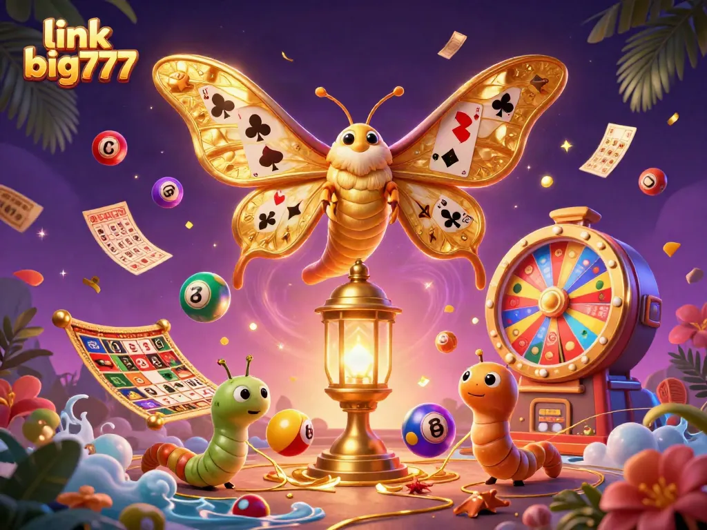 Engage with stunning casino action featuring vibrant colorful elements and the "link big777" logo.
