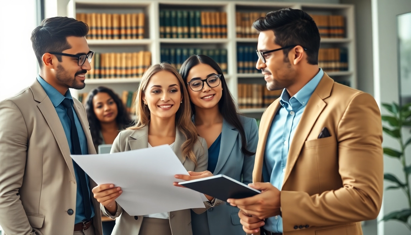 Engaged USA lawyers in a collaborative office environment focused on legal discussions.