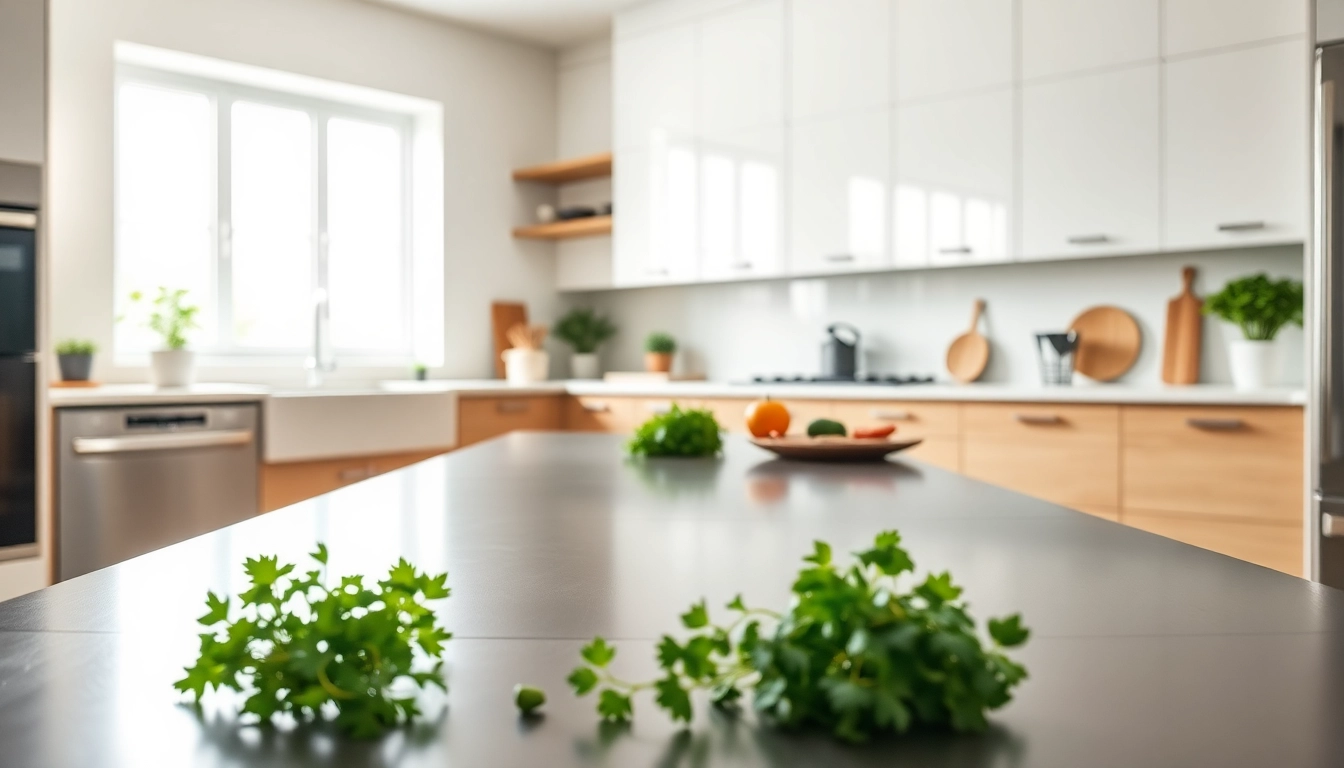 Elegant steel table for kitchen highlighting its sleek design and stylish surrounding decor.