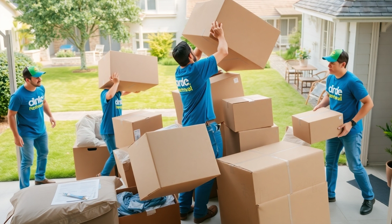 Streamlined junk removal process by Myeasyjunkremoval.com, showcasing professionals decluttering a home environment.
