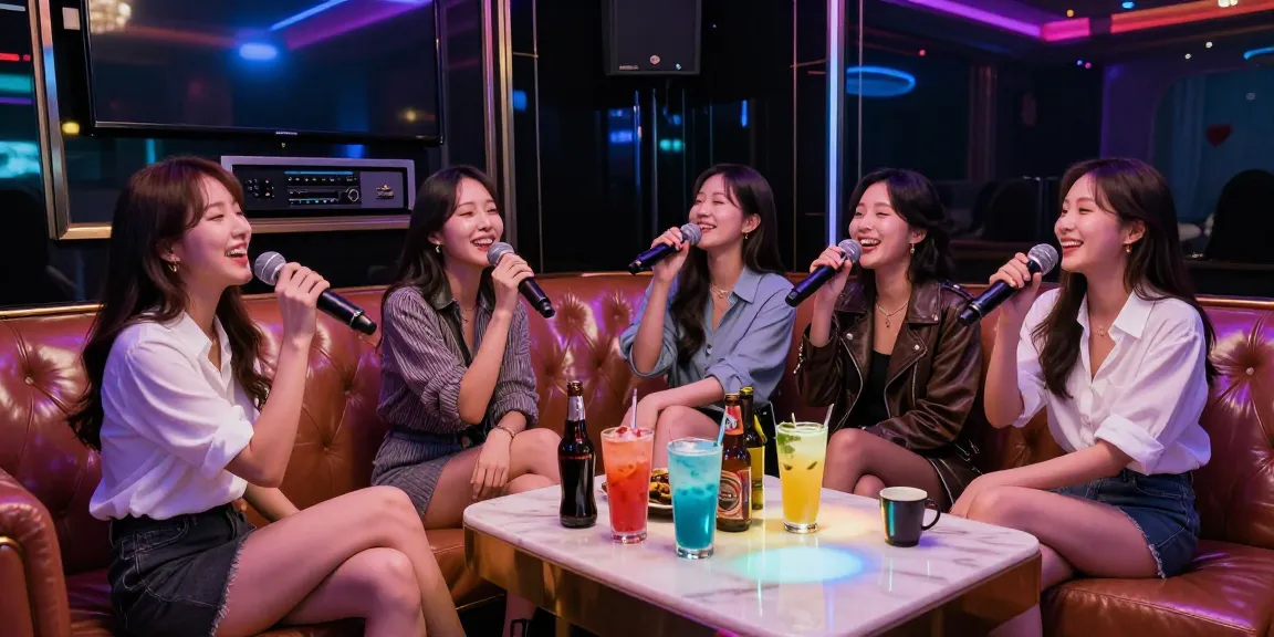 강남가라오케에서 친구들과 함께 즐기는 프라이빗 노래방의 화려한 분위기