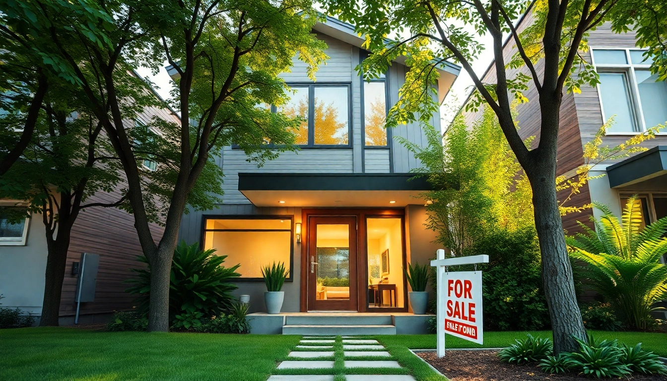 Showcasing real estate with a professional agent and a modern home highlights the market's vibrancy.
