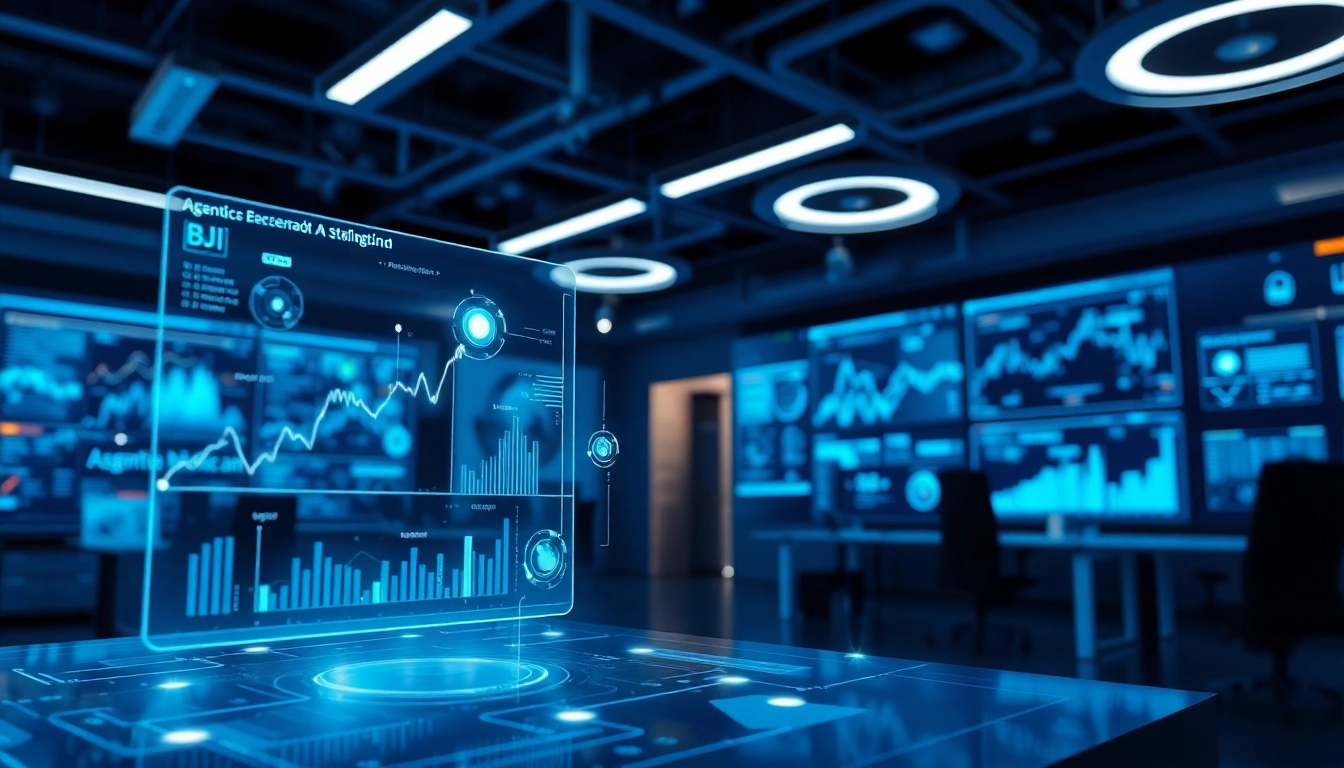Illustration of Agentic ai at work, showcasing AI agents engaging with dynamic data.