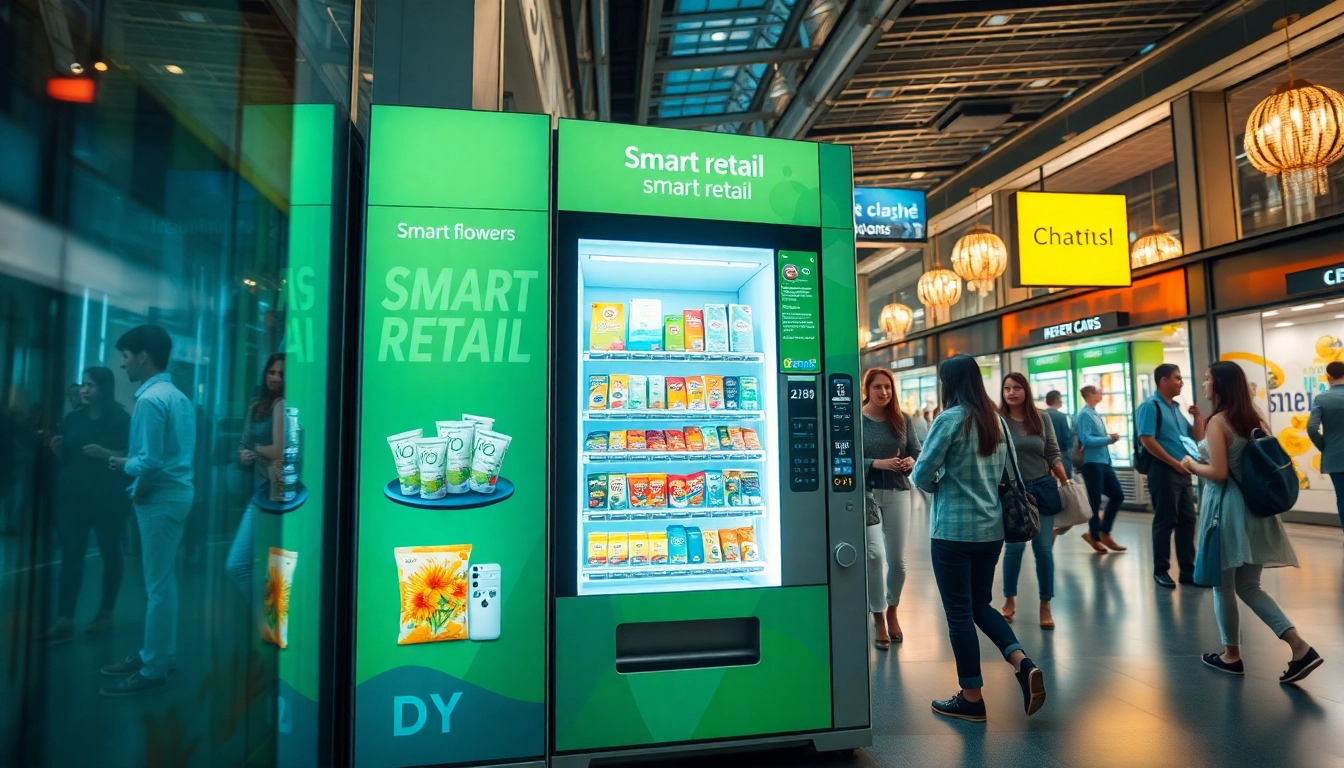 Smart vending machine showcasing diverse options, from fresh flowers to DIY phone cases, offered by leading vending machine manufacturers.