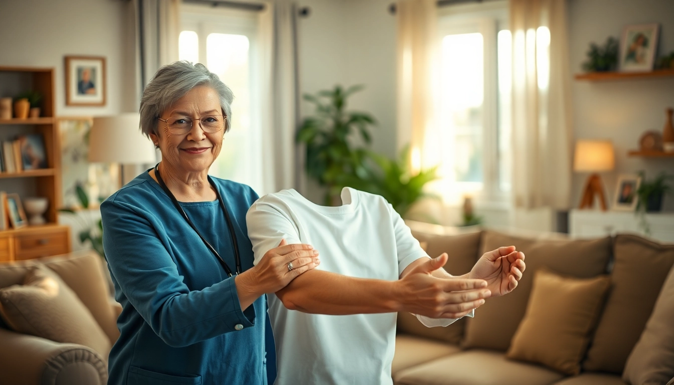 Fearless caregiver providing in home care austin tx to elderly client in a cozy living room.