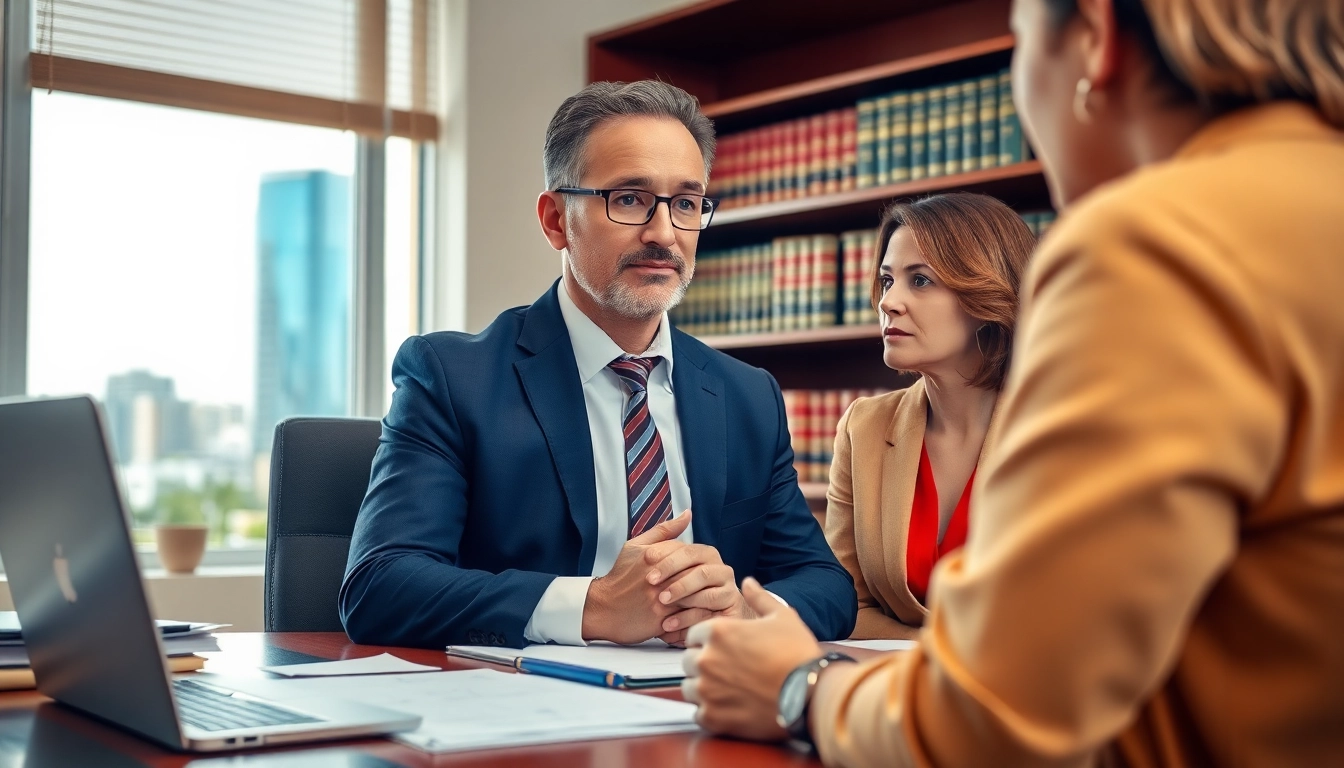 Engaging consultation with a Sarasota personal injury lawyer in an office setting.