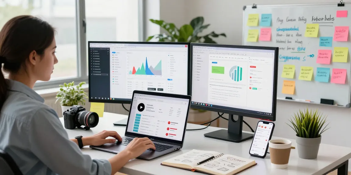 Analyzing metrics to buy real YouTube views at a vibrant digital marketing workspace