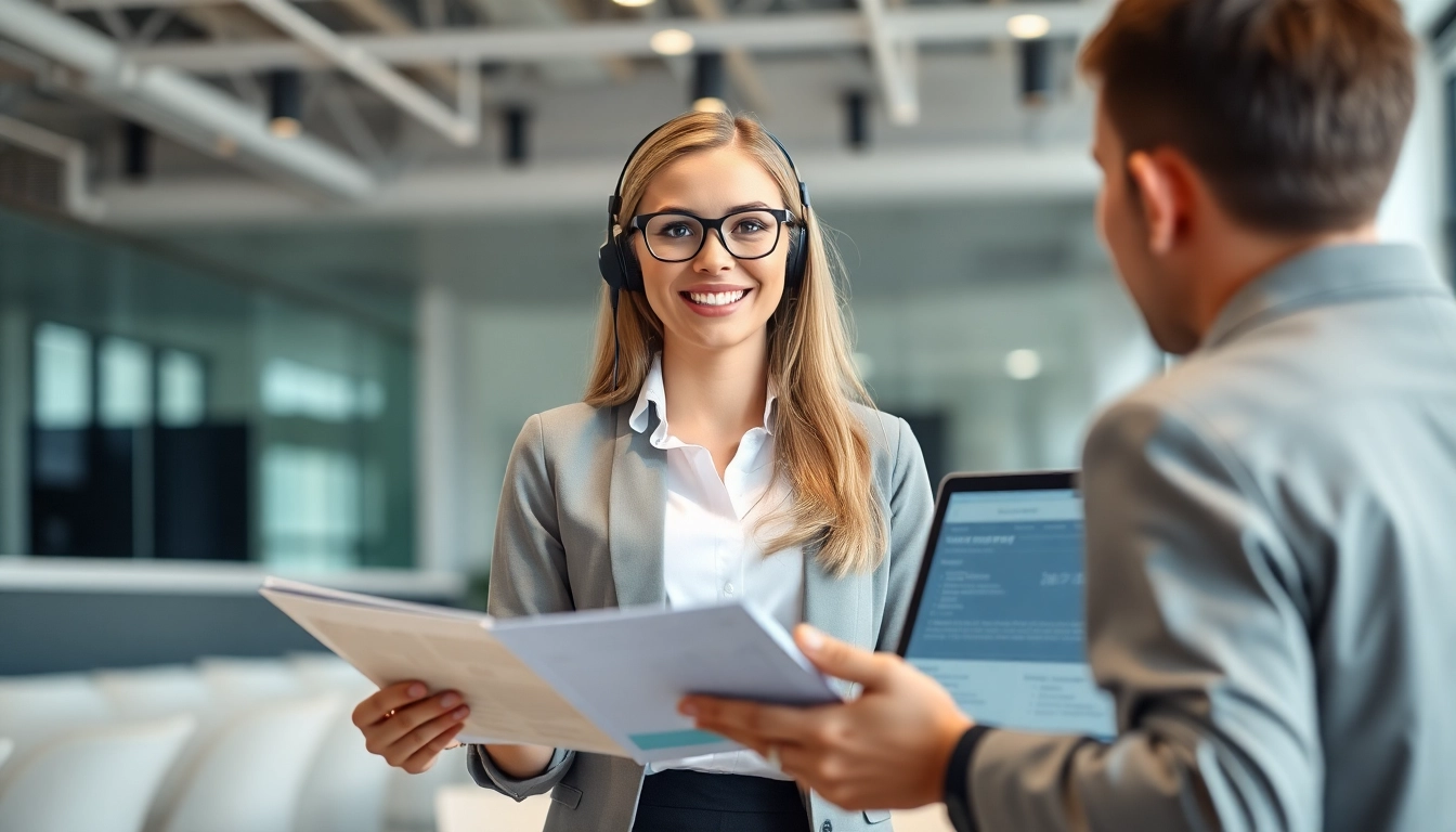 Showcase of extended warranty provider options with a customer service representative in a modern office.
